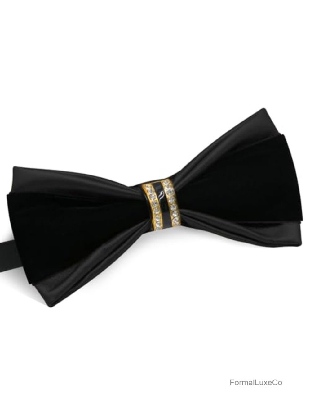 Men's PU Leather and Velvet Tuxedo Bow Tie with Rhinestones, Pre-tied,